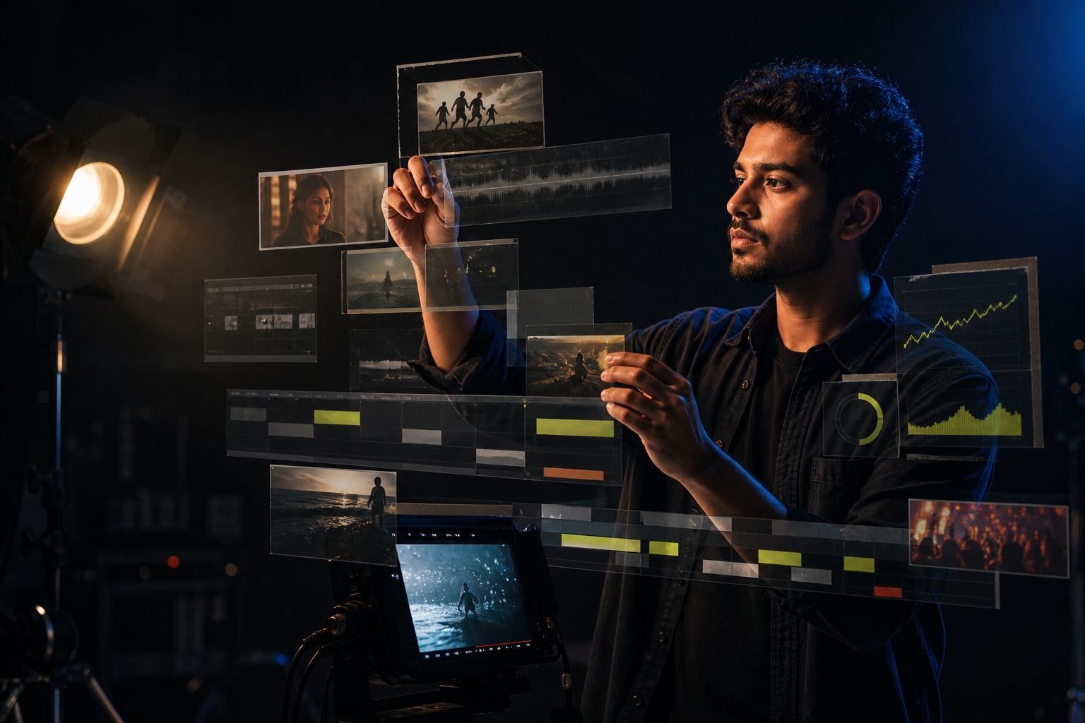 Creative director shaping a cinematic content system